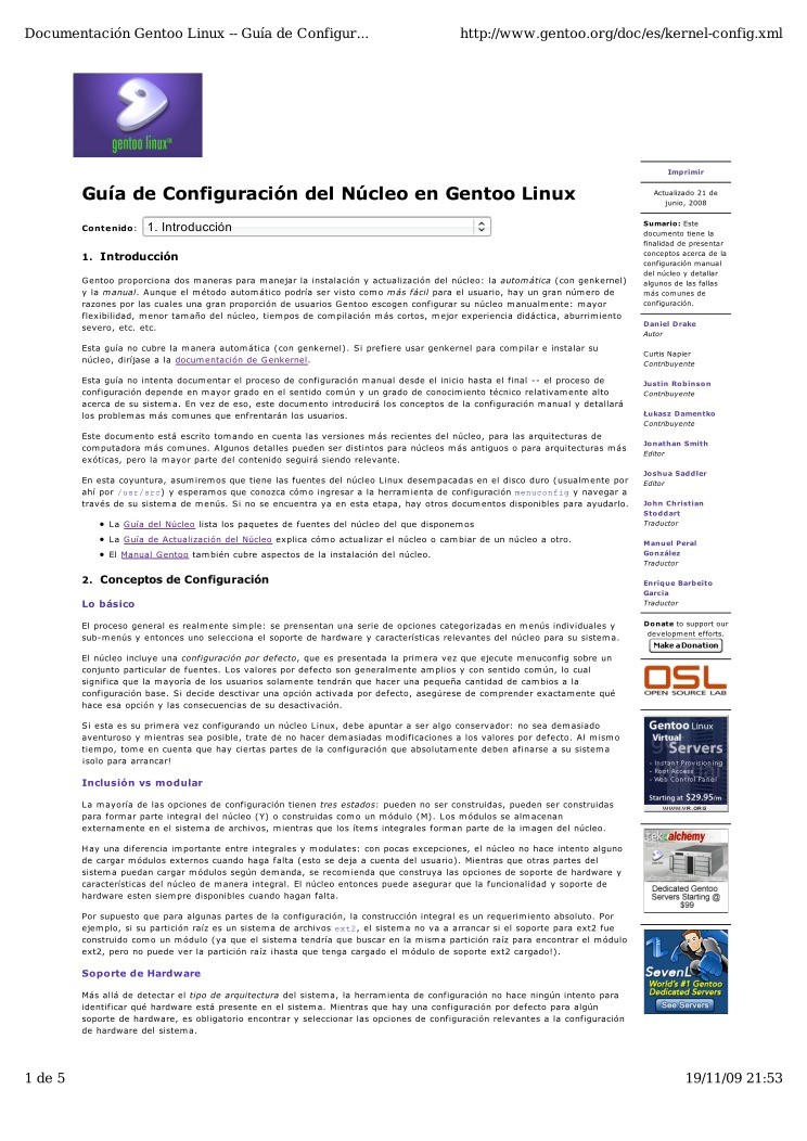Imágen de pdf Guia de Configuracion del Nucleo en Gentoo Linux